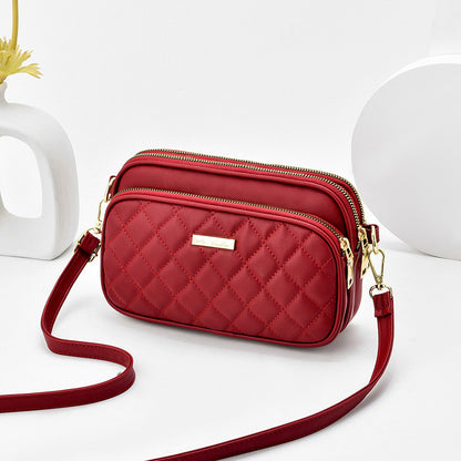 2024 spring new arrival: diamond quilted shoulder bag for women - three-layer practical mom bag, soft leather crossbody commuter bag