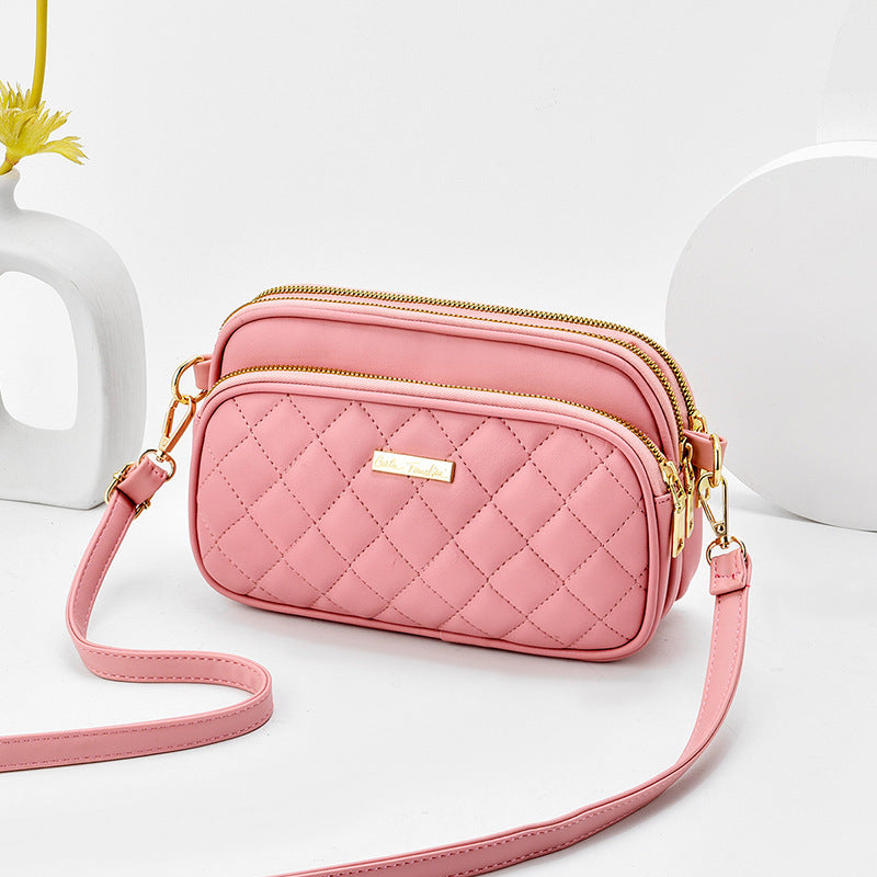 2024 spring new arrival: diamond quilted shoulder bag for women - three-layer practical mom bag, soft leather crossbody commuter bag