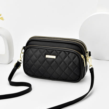 2024 spring new arrival: diamond quilted shoulder bag for women - three-layer practical mom bag, soft leather crossbody commuter bag