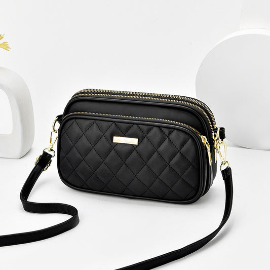 2024 spring new arrival: diamond quilted shoulder bag for women - three-layer practical mom bag, soft leather crossbody commuter bag