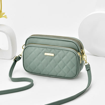 2024 spring new arrival: diamond quilted shoulder bag for women - three-layer practical mom bag, soft leather crossbody commuter bag