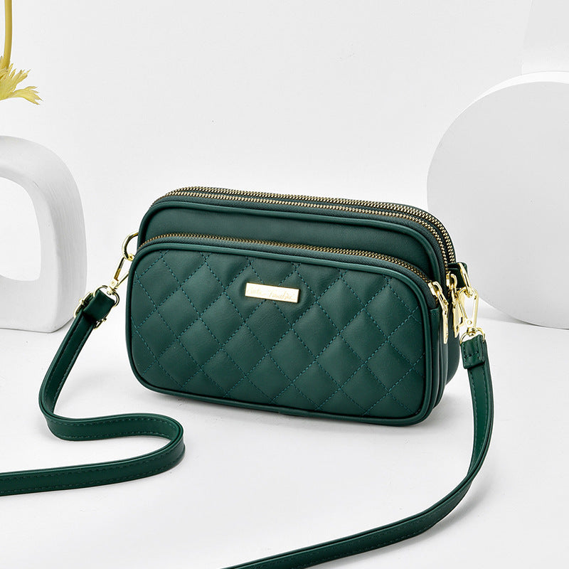 2024 spring new arrival: diamond quilted shoulder bag for women - three-layer practical mom bag, soft leather crossbody commuter bag