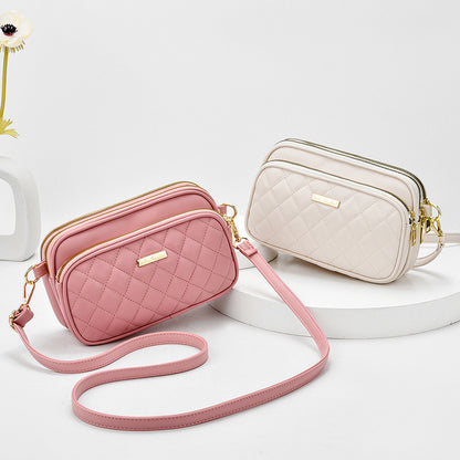 2024 spring new arrival: diamond quilted shoulder bag for women - three-layer practical mom bag, soft leather crossbody commuter bag