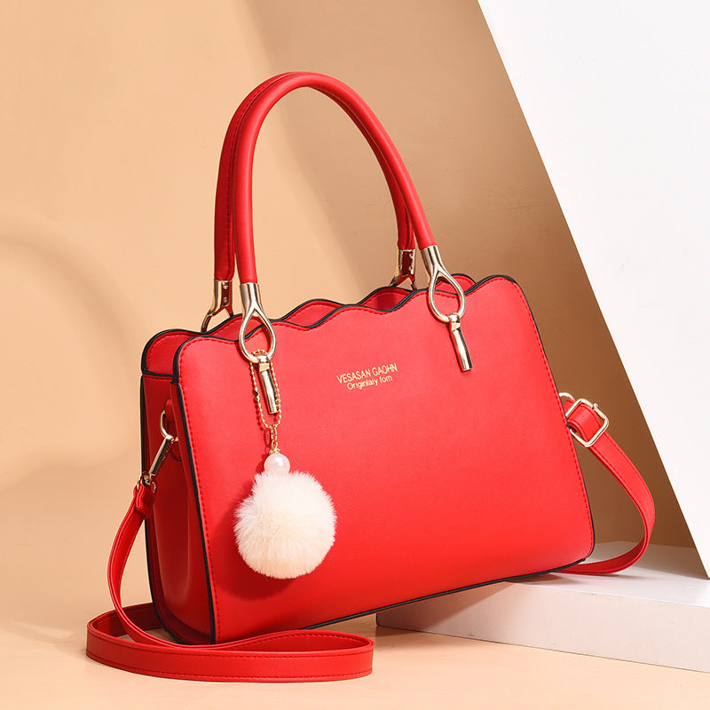 Women's bag 2026 new solid color fashion plush ball pendant ladies' shoulder bag crossbody handbag - dropshipping available