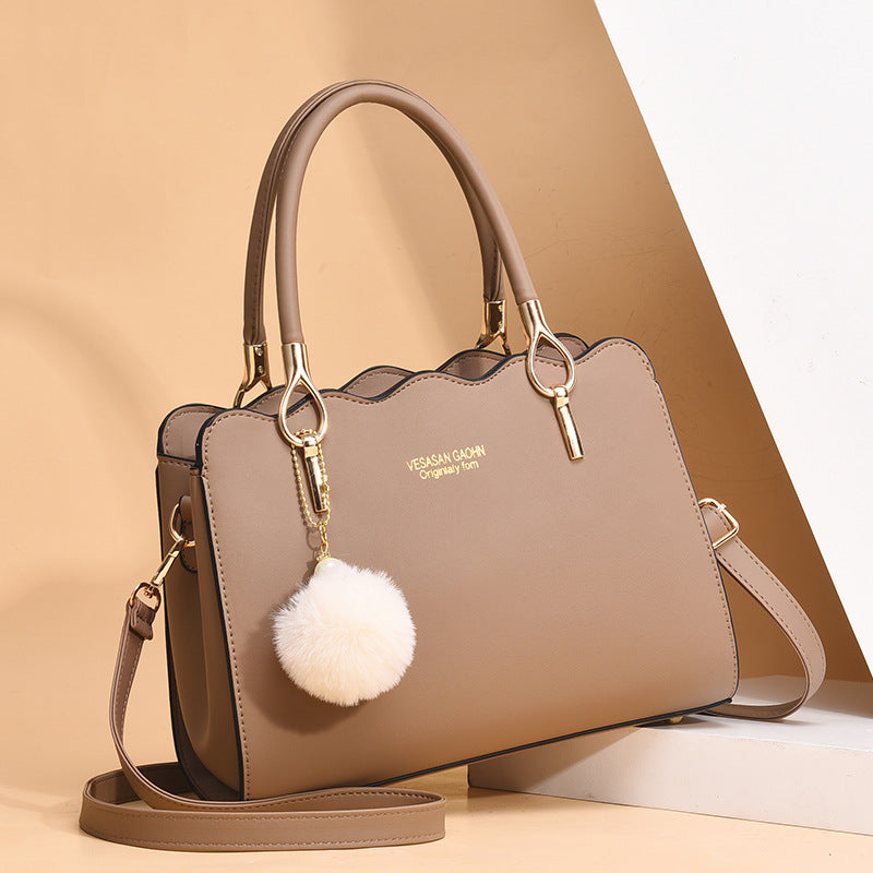 Women's bag 2026 new solid color fashion plush ball pendant ladies' shoulder bag crossbody handbag - dropshipping available