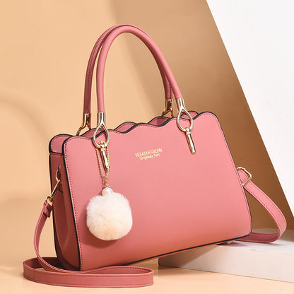 Women's bag 2026 new solid color fashion plush ball pendant ladies' shoulder bag crossbody handbag - dropshipping available