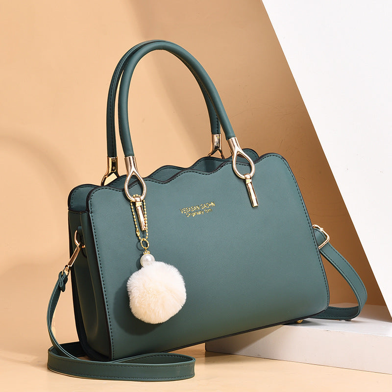 Women's bag 2026 new solid color fashion plush ball pendant ladies' shoulder bag crossbody handbag - dropshipping available