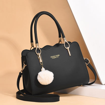 Women's bag 2026 new solid color fashion plush ball pendant ladies' shoulder bag crossbody handbag - dropshipping available