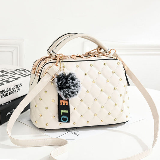 Small square bag for women 2026winternew arrivalk-style fur ball satchel bag for women elegant style large capacity shoulder bag