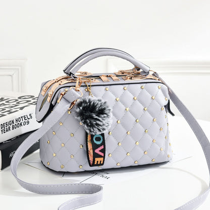 Small square bag for women 2026winternew arrivalk-style fur ball satchel bag for women elegant style large capacity shoulder bag