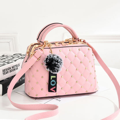 Small square bag for women 2026winternew arrivalk-style fur ball satchel bag for women elegant style large capacity shoulder bag