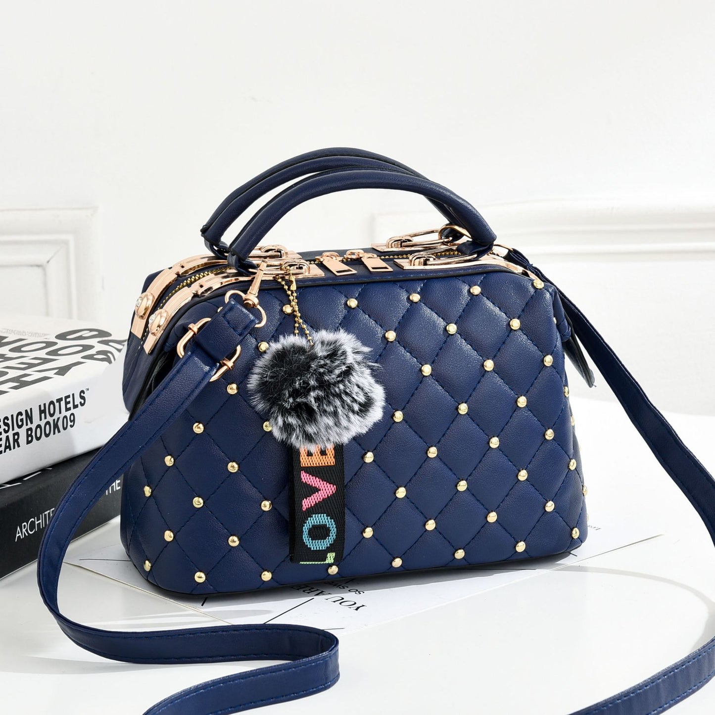 Small square bag for women 2026winternew arrivalk-style fur ball satchel bag for women elegant style large capacity shoulder bag