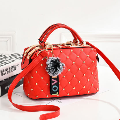Small square bag for women 2026winternew arrivalk-style fur ball satchel bag for women elegant style large capacity shoulder bag