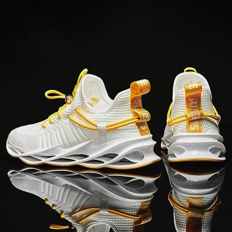 2025 new korean style men's fashion trend casual shoes flyknit breathable blade shoes sneakers men's cross-border