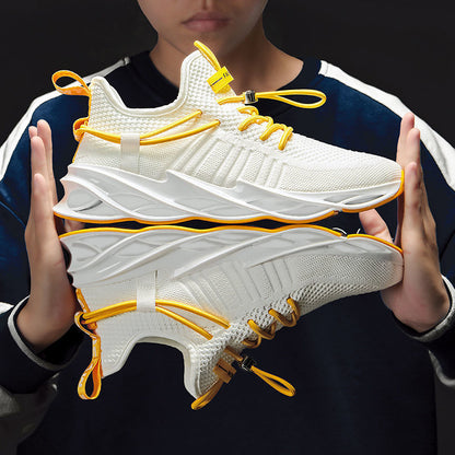 2025 new korean style men's fashion trend casual shoes flyknit breathable blade shoes sneakers men's cross-border