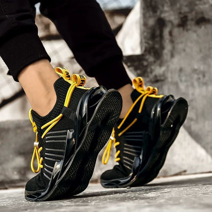 2025 new korean style men's fashion trend casual shoes flyknit breathable blade shoes sneakers men's cross-border