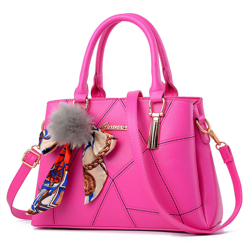 Bag 2026 spring new arrival trendy fashion silk scarf hair ball pendant women's bag crossbody shoulder satchel bag one piece dropshipping