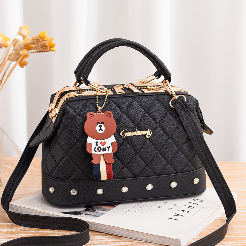 Women's bag 2026 winter new style handbag korean fashion elegant steel clip diamond quilted pillow bag shoulder bag crossbody bag