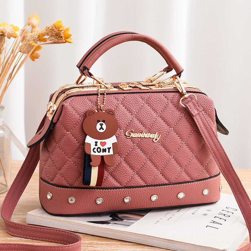 Women's bag 2026 winter new style handbag korean fashion elegant steel clip diamond quilted pillow bag shoulder bag crossbody bag