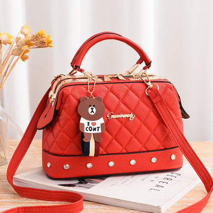 Women's bag 2026 winter new style handbag korean fashion elegant steel clip diamond quilted pillow bag shoulder bag crossbody bag