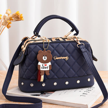 Women's bag 2026 winter new style handbag korean fashion elegant steel clip diamond quilted pillow bag shoulder bag crossbody bag