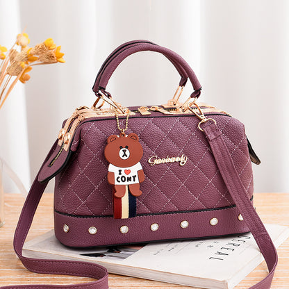 Women's bag 2026 winter new style handbag korean fashion elegant steel clip diamond quilted pillow bag shoulder bag crossbody bag
