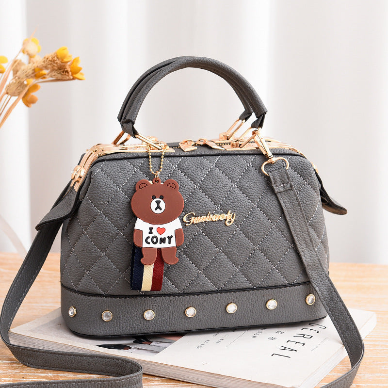 Women's bag 2026 winter new style handbag korean fashion elegant steel clip diamond quilted pillow bag shoulder bag crossbody bag