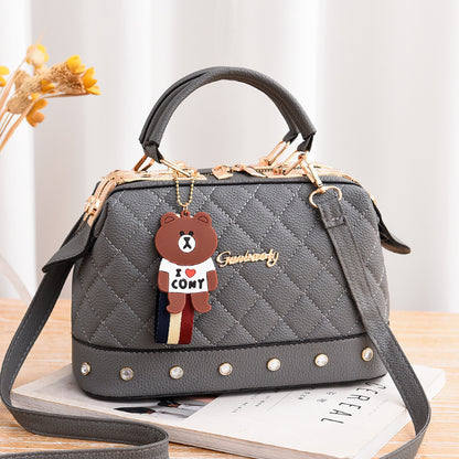 Women's bag 2026 winter new style handbag korean fashion elegant steel clip diamond quilted pillow bag shoulder bag crossbody bag