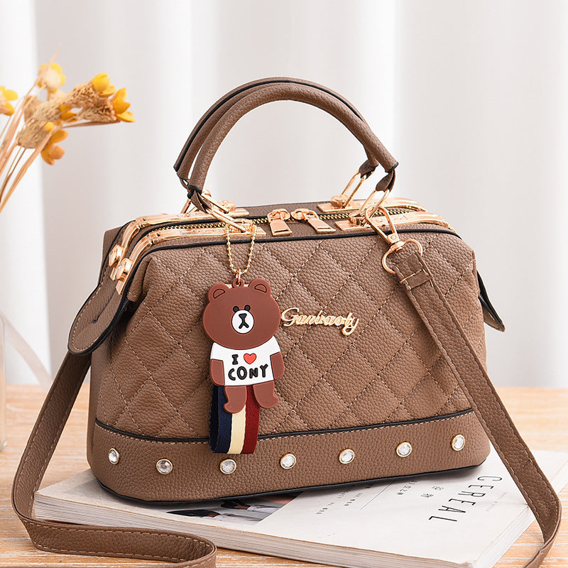 Women's bag 2026 winter new style handbag korean fashion elegant steel clip diamond quilted pillow bag shoulder bag crossbody bag