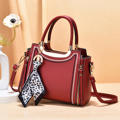 2026 trendy fashion women's silk scarf decorated shoulder bag crossbody handbag small square bag structured women's bag - dropshipping available
