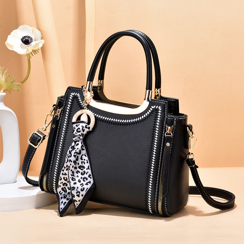 2026 trendy fashion women's silk scarf decorated shoulder bag crossbody handbag small square bag structured women's bag - dropshipping available