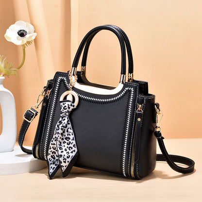 2026 trendy fashion women's silk scarf decorated shoulder bag crossbody handbag small square bag structured women's bag - dropshipping available