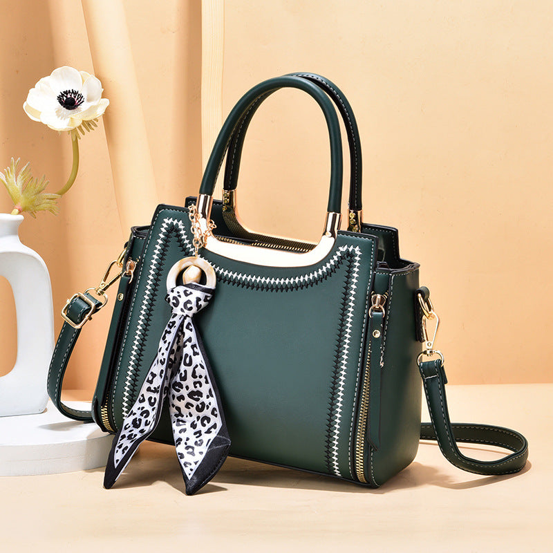 2026 trendy fashion women's silk scarf decorated shoulder bag crossbody handbag small square bag structured women's bag - dropshipping available