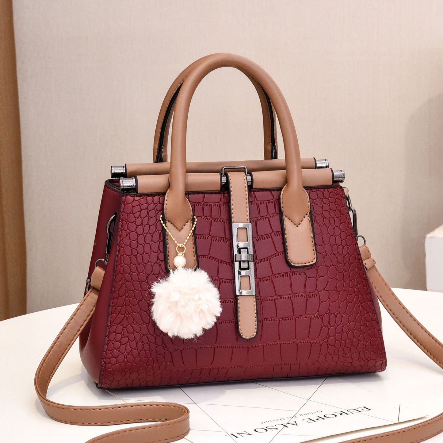 Women's bag 2026 new european and american crocodile pattern handbag elegant fashion large capacity trendy shoulder crossbody bag - dropshipping available