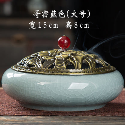 Mosquito coil stove household ceramic large indoor incense seat mosquito coil disc incense sandalwood thread incense creative ornament incense burner