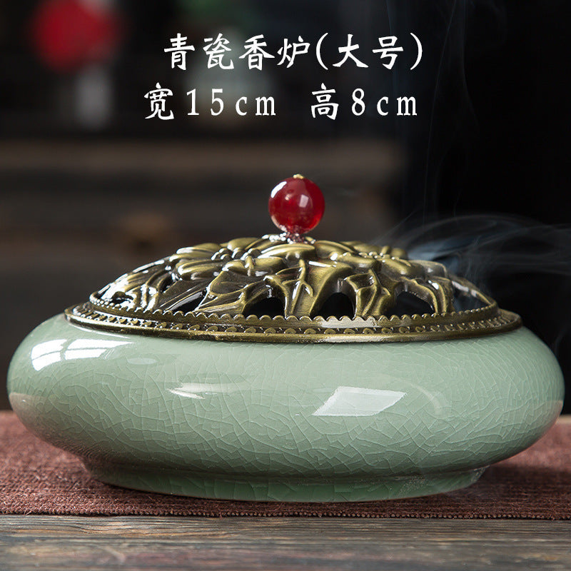 Mosquito coil stove household ceramic large indoor incense seat mosquito coil disc incense sandalwood thread incense creative ornament incense burner