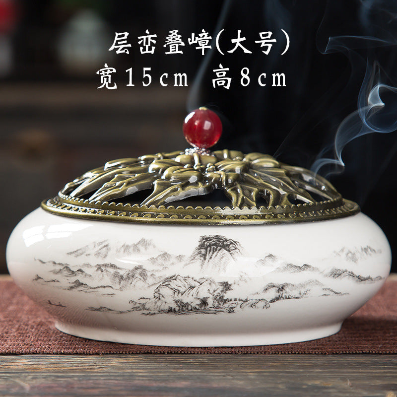 Mosquito coil stove household ceramic large indoor incense seat mosquito coil disc incense sandalwood thread incense creative ornament incense burner