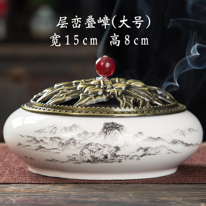Mosquito coil stove household ceramic large indoor incense seat mosquito coil disc incense sandalwood thread incense creative ornament incense burner