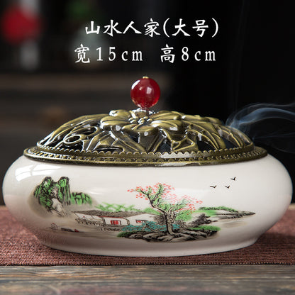 Mosquito coil stove household ceramic large indoor incense seat mosquito coil disc incense sandalwood thread incense creative ornament incense burner