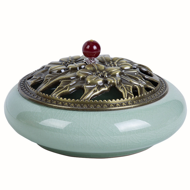 Mosquito coil stove household ceramic large indoor incense seat mosquito coil disc incense sandalwood thread incense creative ornament incense burner