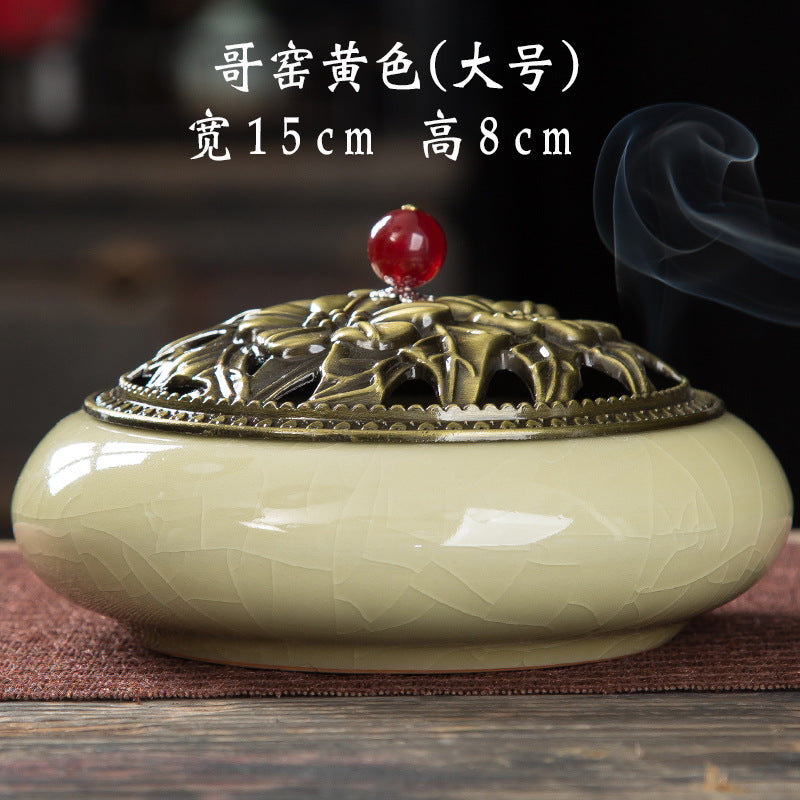 Mosquito coil stove household ceramic large indoor incense seat mosquito coil disc incense sandalwood thread incense creative ornament incense burner