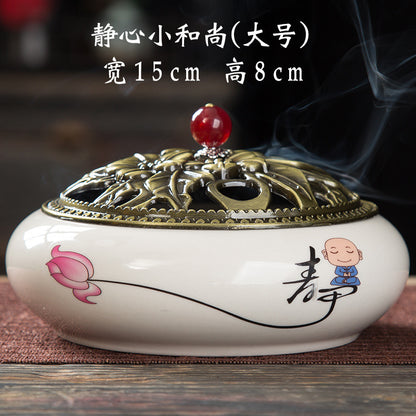 Mosquito coil stove household ceramic large indoor incense seat mosquito coil disc incense sandalwood thread incense creative ornament incense burner