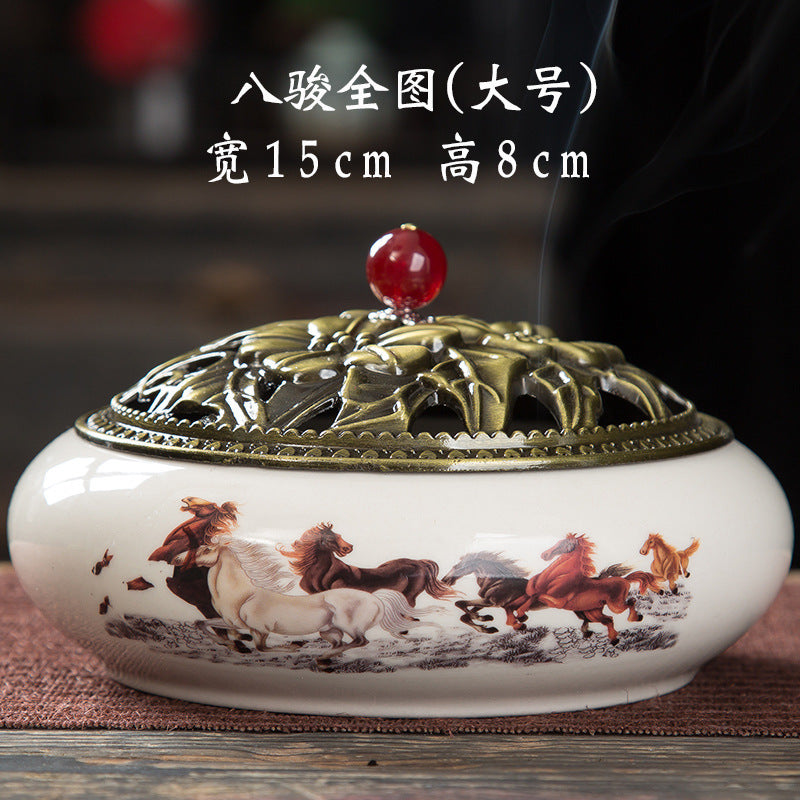 Mosquito coil stove household ceramic large indoor incense seat mosquito coil disc incense sandalwood thread incense creative ornament incense burner