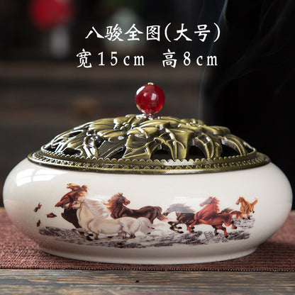 Mosquito coil stove household ceramic large indoor incense seat mosquito coil disc incense sandalwood thread incense creative ornament incense burner