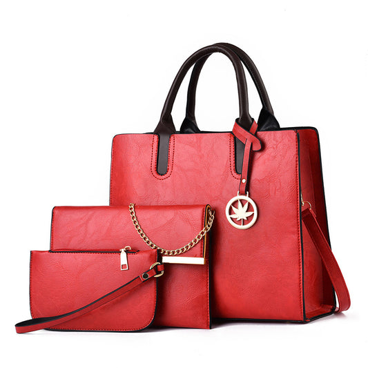 Women's handbag 2026 spring new collection: structured, sweet, and stylish large capacity three-piece set - crossbody, shoulder bag, and tote