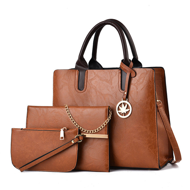 Women's handbag 2026 spring new collection: structured, sweet, and stylish large capacity three-piece set - crossbody, shoulder bag, and tote