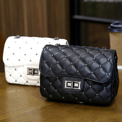 2026 new korean style trendy women's bag - minimalist solid color diamond quilted chain fashion shoulder & crossbody bag - niche mini bag