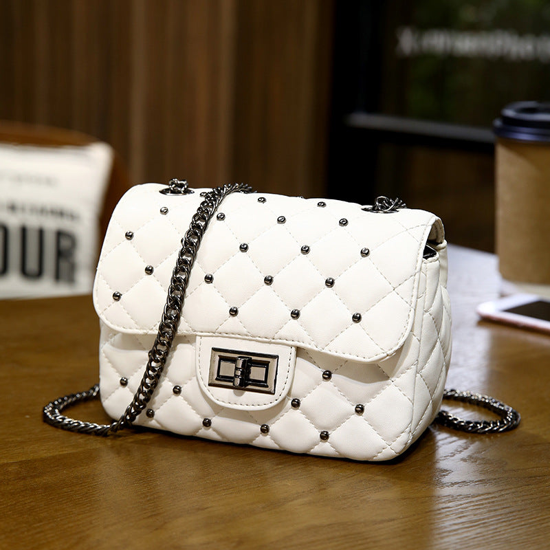 2026 new korean style trendy women's bag - minimalist solid color diamond quilted chain fashion shoulder & crossbody bag - niche mini bag