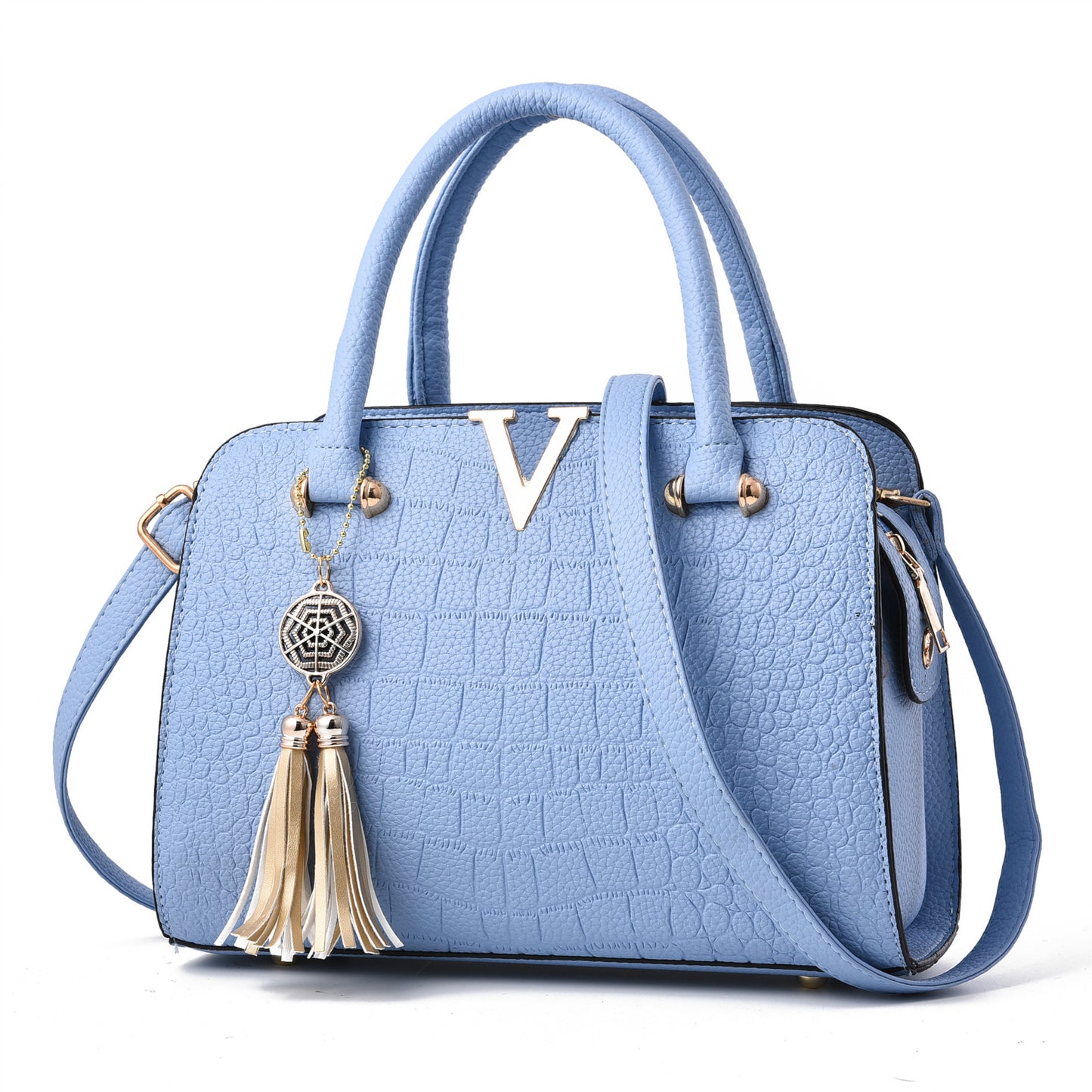Export women's bag 2026new arrivalfashionpu shoulder women's bag embossed crocodile pattern tassel shoulder satchel women's bag