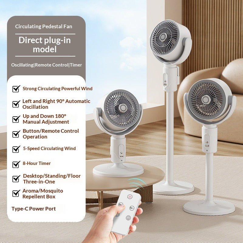 New automatic oscillating air circulator fan, usb rechargeable floor fan, home & outdoor remote control electric fan - cross-border